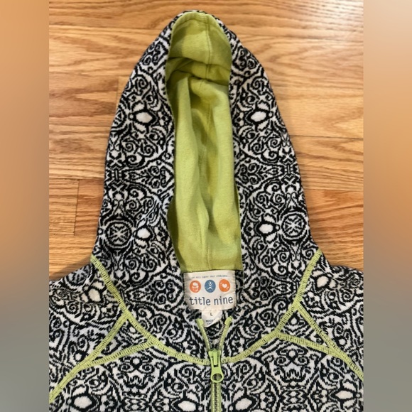 Title Nine black/white print full-zip cotton long-sleeved hoodie sweater Sz L - Picture 4 of 10